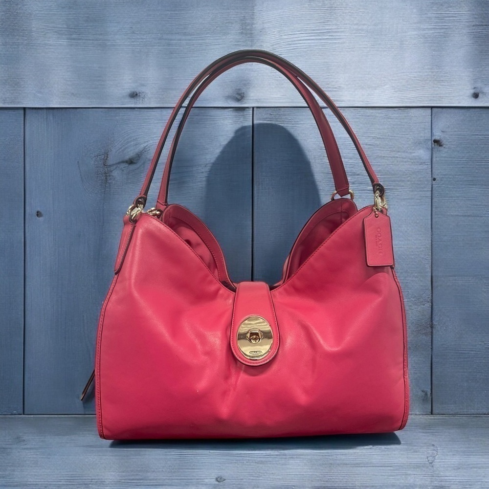 Coach Pink Smooth Leather Carlyle Shoulder Handbag